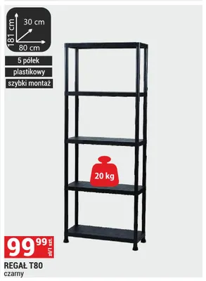 Regał T80 czarny promocja w Merkury Market