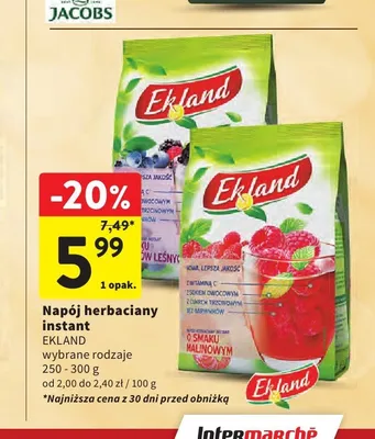 Napój herbaciany instant Ekland o smaku owoców leśnych promocja w Intermarche