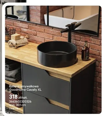 Bateria umywalkowa GoodHome Cavally XL czarna promocja w Castorama