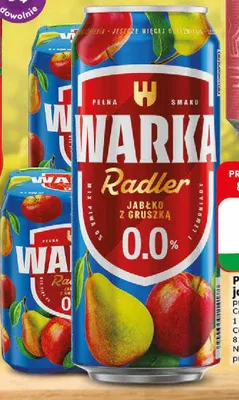 Piwo bezalkoholowe Warka Radler jabłko gruszka promocja w Dino