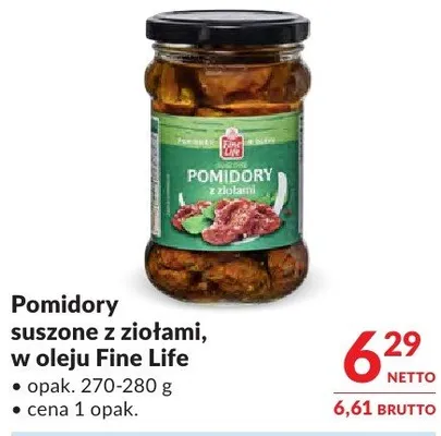 Pomidory suszone z ziołami, w oleju Fine Life promocja w Makro
