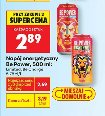 Napój energetyczny Be Charge promocja w Biedronka