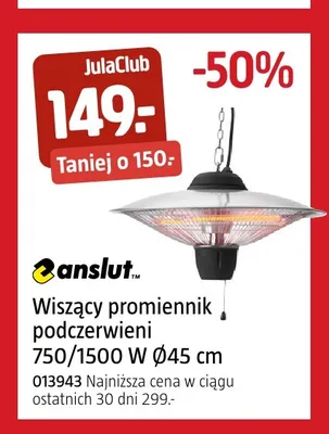 Wiszący promiennik podczerwieni Anslut promocja w Jula