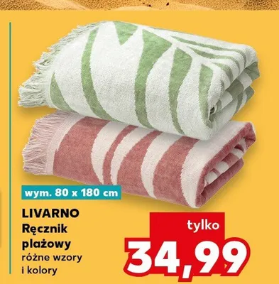 Ręcznik plażowy LIVARNO wym. 80x180cm promocja w Kaufland