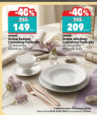 Zestaw obiadowy z porcelany Fryderyka CHODZIEŻ 18 elementów na 6 osób biały promocja w Biedronka Home