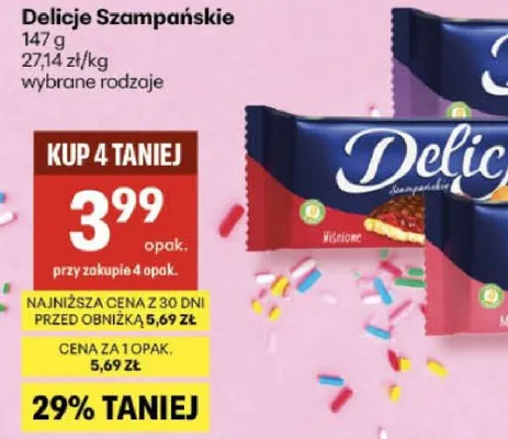 Ciastka Delicje Szampańskie promocja w Delikatesy Centrum