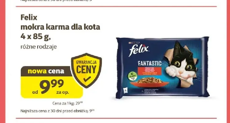 Mokra karma dla kota Felix Fantastic 4-pak promocja w Super Zoo