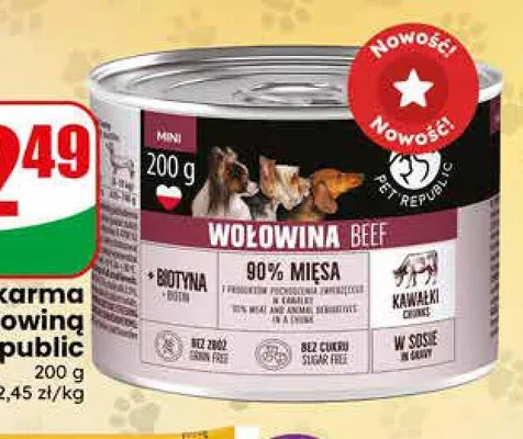 Mokra karma dla psa z wołowiną Pet Republic promocja w Dino