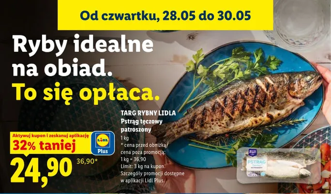 Pstrąg tęczowy patroszony Targ Rybny Lidla promocja w Lidl