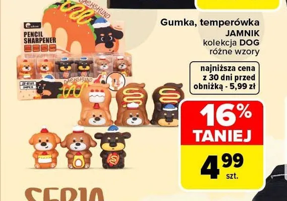 Gumka i temperówka Wikam kolekcja Dog Jamnik promocja w Carrefour Market