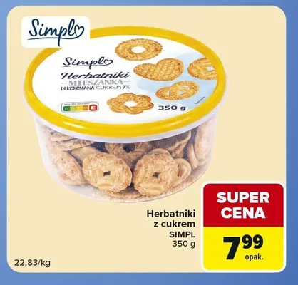 Herbatniki z cukrem Simpl promocja w Carrefour Market