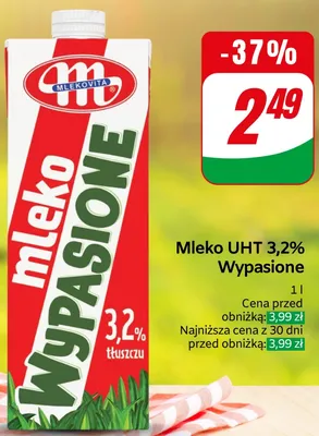 Mleko UHT 3,2% Wypasione Mlekovita promocja w Dino