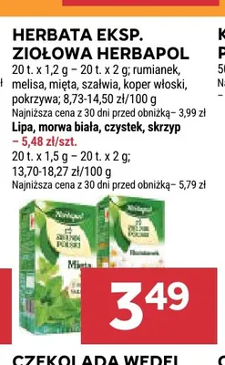 Herbata ekspresowa ziołowa Herbapol mięta promocja w Stokrotka