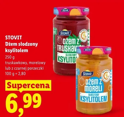 Dżem słodzony ksylitolem Stovit z czarnej porzeczki promocja w Lidl