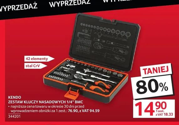 Zestaw kluczy nasadowych 1/4" Bmc Kendo promocja w Selgros