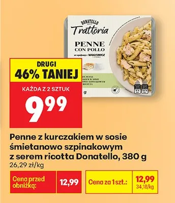 Penne z kurczakiem w sosie śmietanowo szpinakowym z serem ricotta promocja w Biedronka