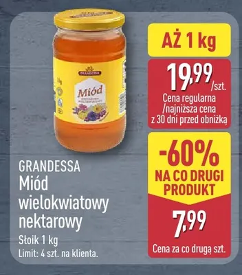 Miód wielokwiatowy nektarowy Grandessa promocja w Aldi