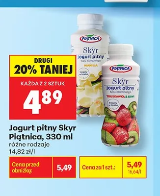 Jogurt pitny Skyr Piątnica promocja w Biedronka