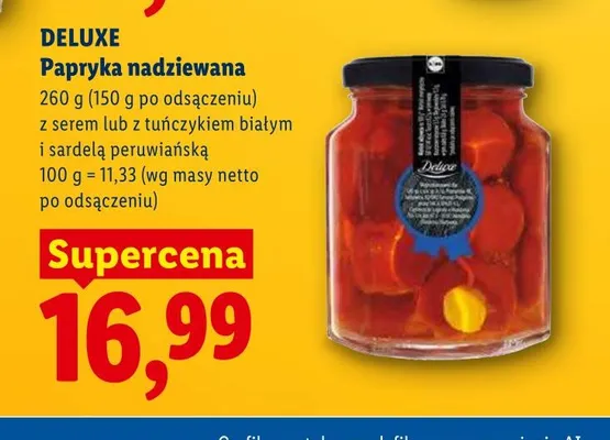 Papryka nadziewana z tuńczykiem białym i sardelą peruwiańską Deluxe promocja w Lidl