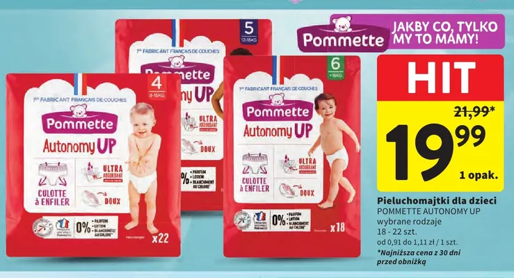 Pieluchomajtki dla dzieci Pommette Autonomy UP promocja w Intermarche
