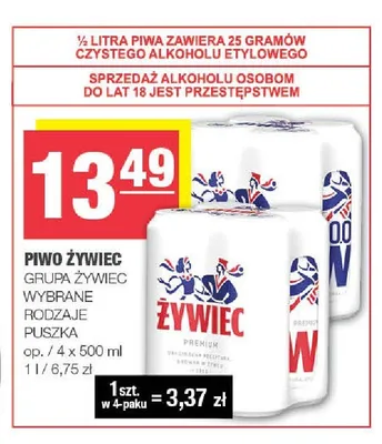 Piwo Żywiec Premium 4-pak 500ml promocja w SPAR