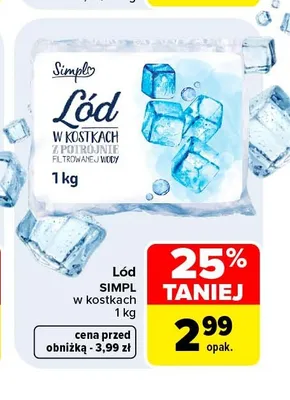 Lód w kostkach Simply promocja w Carrefour
