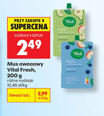 Mus owocowy Vital Fresh jabłko jagoda promocja w Biedronka