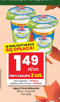 Jogurt Primo naturalny Zott promocja w emma MARKET