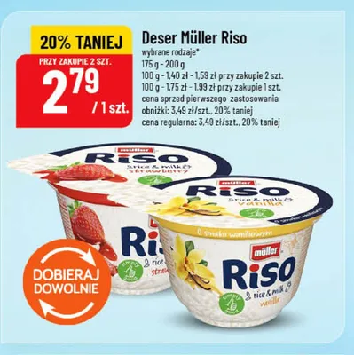 Deser ryżowy Müller Riso truskawkowy promocja w POLOmarket