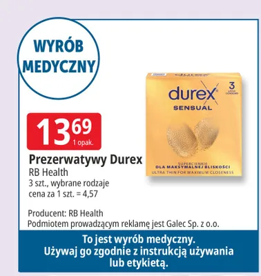 Prezerwatywy Durex Sensual promocja w Leclerc