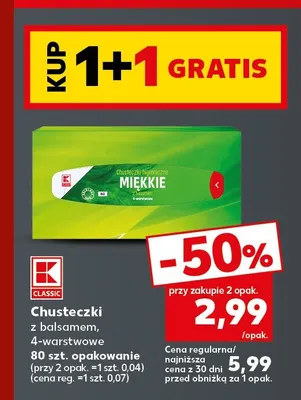Chusteczki z balsamem 4-warstwowe K-Classic promocja w Kaufland