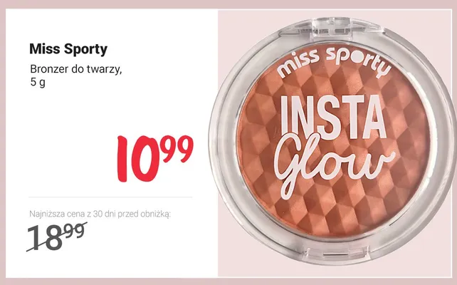 Bronzer do twarzy Miss Sporty Insta Glow promocja w Rossmann