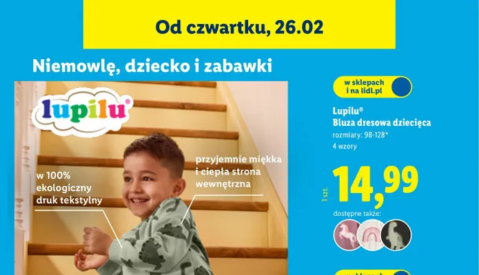 Bluza dresowa dziecięca, 4 wzory promocja w Lidl