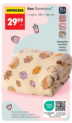 Koc flanelowy 130x160 cm Pusheen promocja w Biedronka