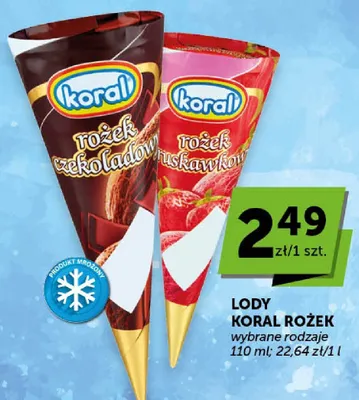 Lody Koral Rożek truskawkowy promocja w Euro Sklep