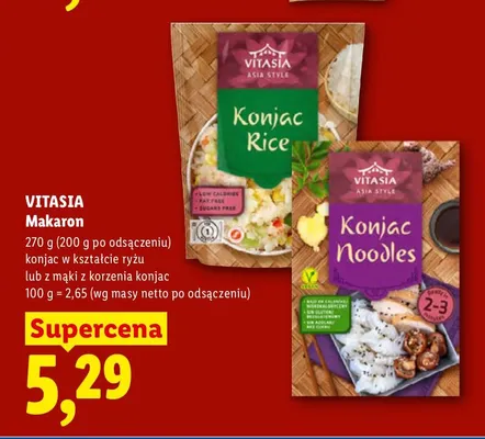 Makaron konjac w kształcie ryżu Vitasia promocja w Lidl