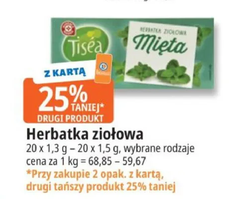 Herbatka ziołowa miętowa Tiséa promocja w Leclerc