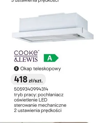 Okap teleskopowy COOKE & LEWIS promocja w Castorama