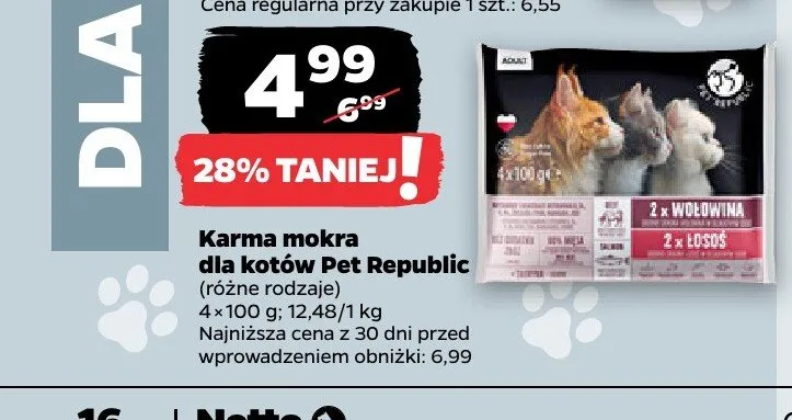 Karma mokra dla kotów Pet Republic 4-pak promocja w Netto