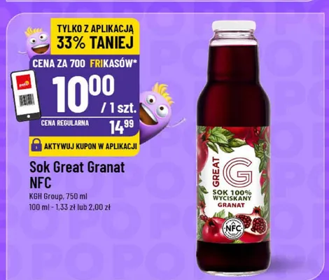 Sok Great Granat NFC promocja w POLOmarket