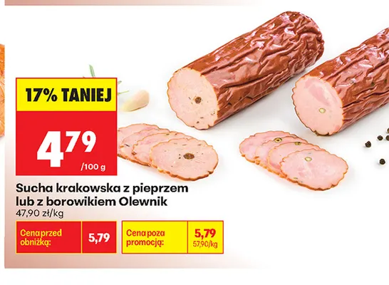 Sucha krakowska z pieprzem Olewnik promocja w Biedronka