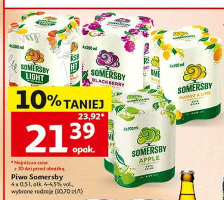 Piwo smakowe Somersby Light 4-pak promocja w Auchan