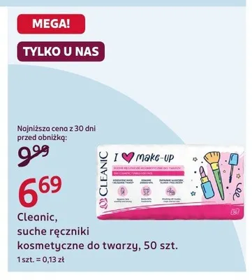 Suche ręczniki kosmetyczne do twarzy Cleanic I Love Make-up promocja w Rossmann