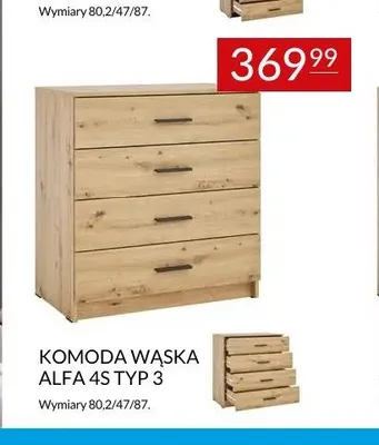 Komoda wąska Alfa 4S typ 3 promocja w Abra Meble