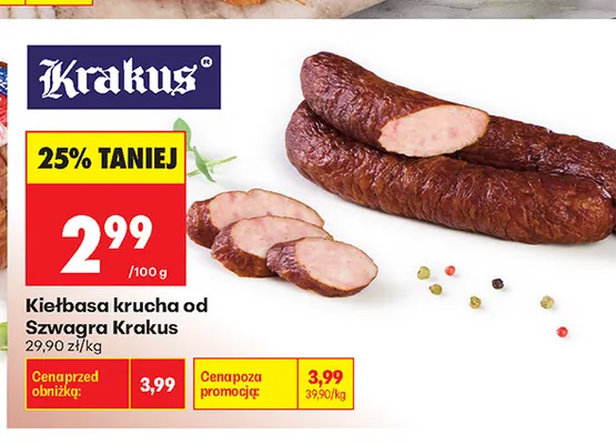 Kiełbasa krucha od szwagra Krakus promocja w Biedronka