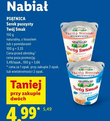 Serek puszysty Twój Smak z pomidorami promocja w Lidl