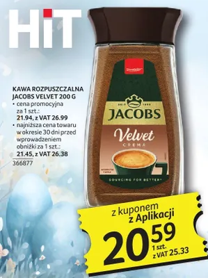 Kawa rozpuszczalna JACOBS VELVET 200 G promocja w Selgros