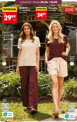 Spodnie damskie Clevé z dodatkiem lnu promocja w Biedronka