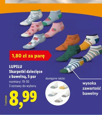 Skarpetki dziecięce z bawełną Lupilu 5-pak promocja w Lidl