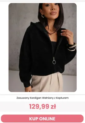 Zasuwany kardigan wełniany z kapturem reneé promocja w Renee